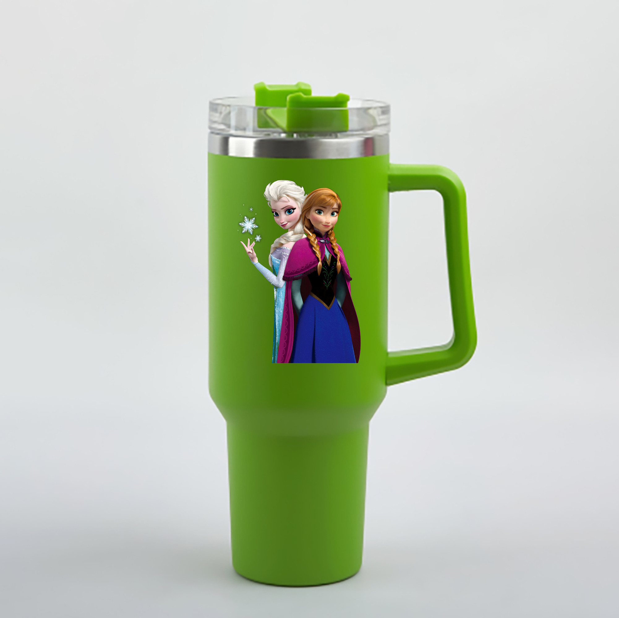 （画像用） アナと雪の女王 アンナ エルサ Frozen Anna Elsa 1200mL車用タンブラー - クリスタルステッカー（プラスチックストロー付き）